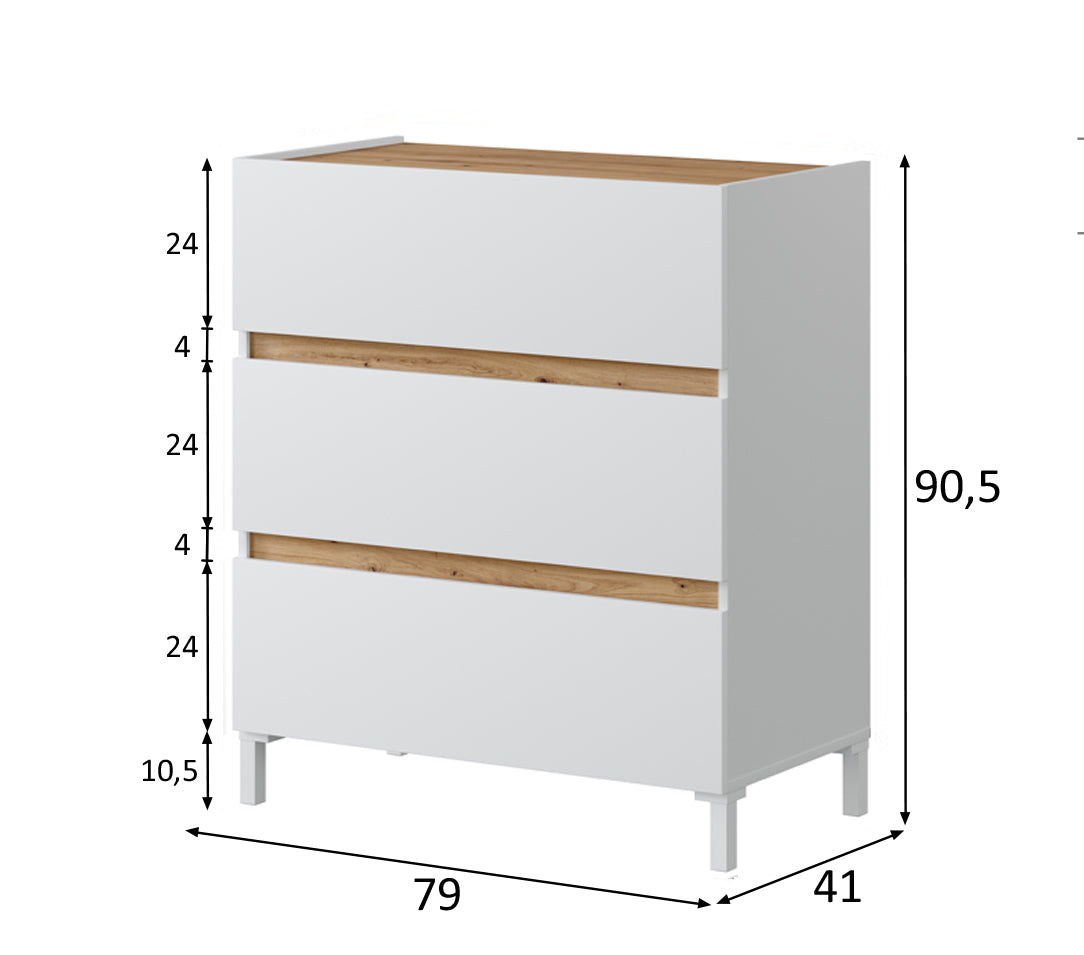 Commode 3 tiroirs Tempus