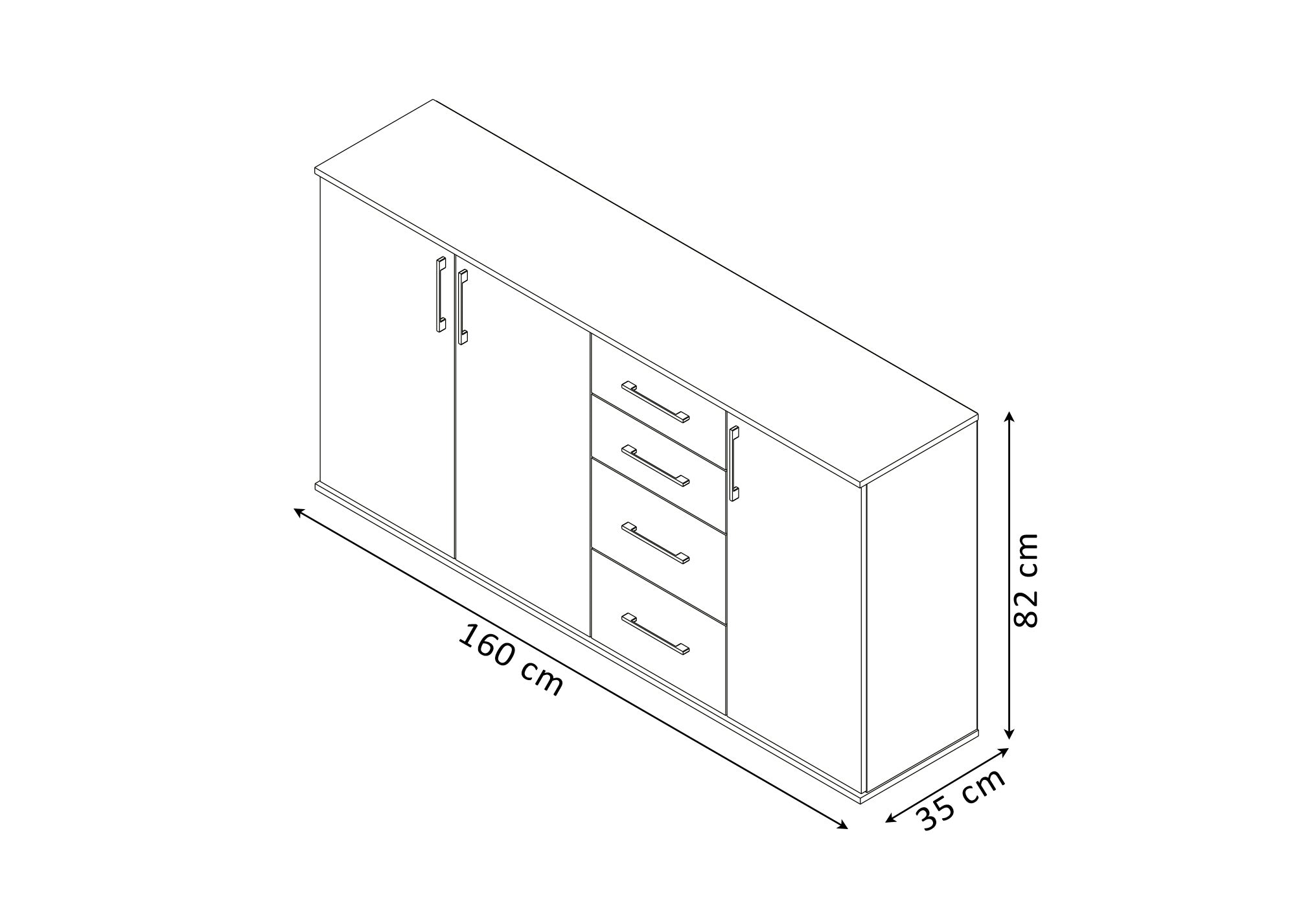 Buffet commode Joana 3 portes et 4 tiroirs