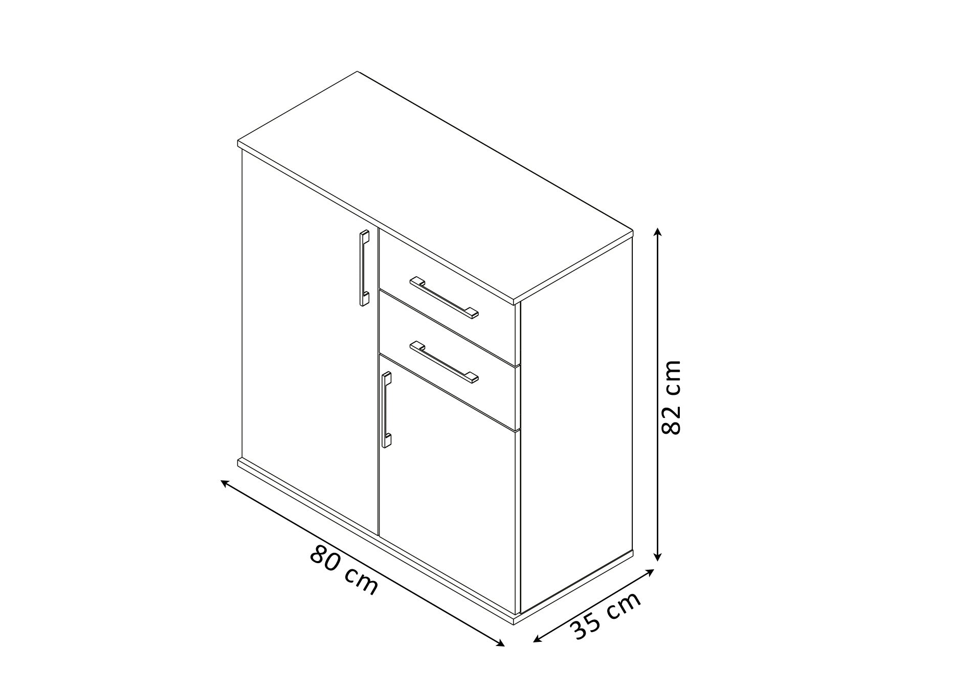 Buffet commode Joana 2 portes et 2 tiroirs