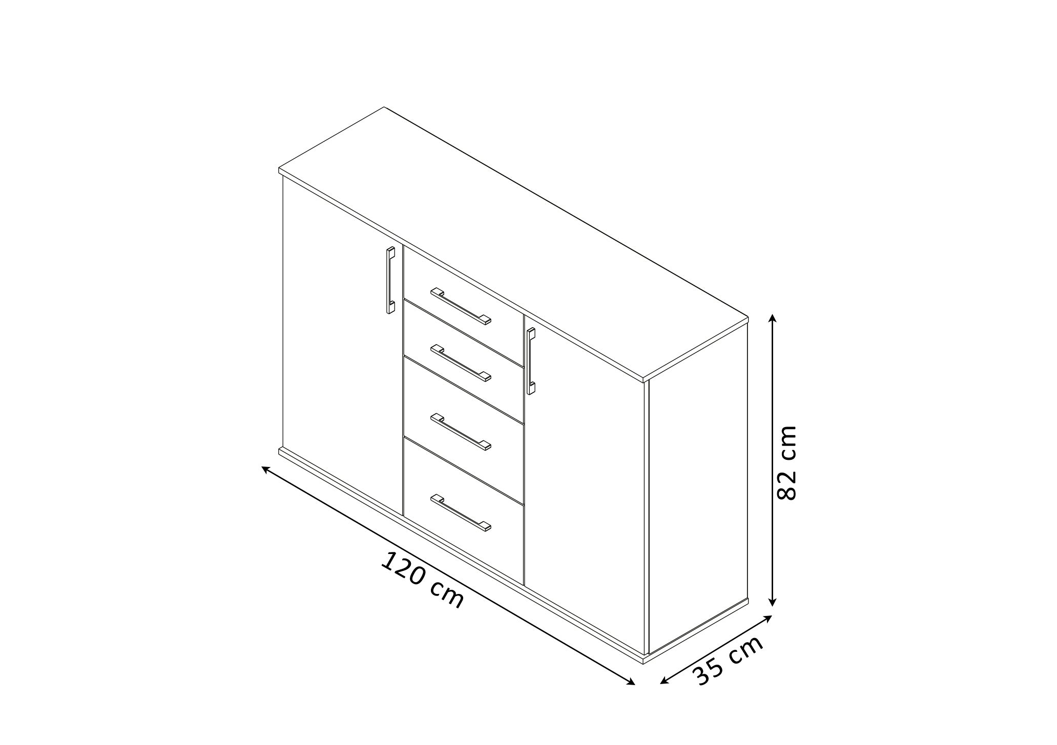 Buffet commode Joana 2 portes et 4 tiroirs