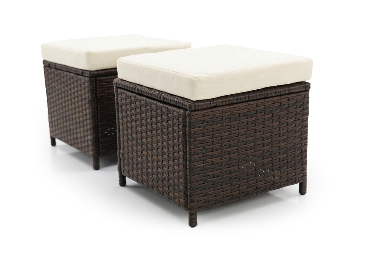 Sofa Rinconera + Mesa + 2 puffs de Ratan PE. Muebles de Jardin y Terraza