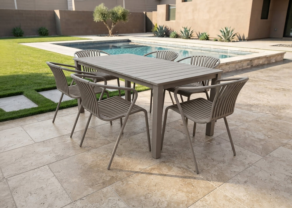 Conjunto Mesa de Exterior + 6 Sillas Savanna. Muebles de Jardin y Terraza