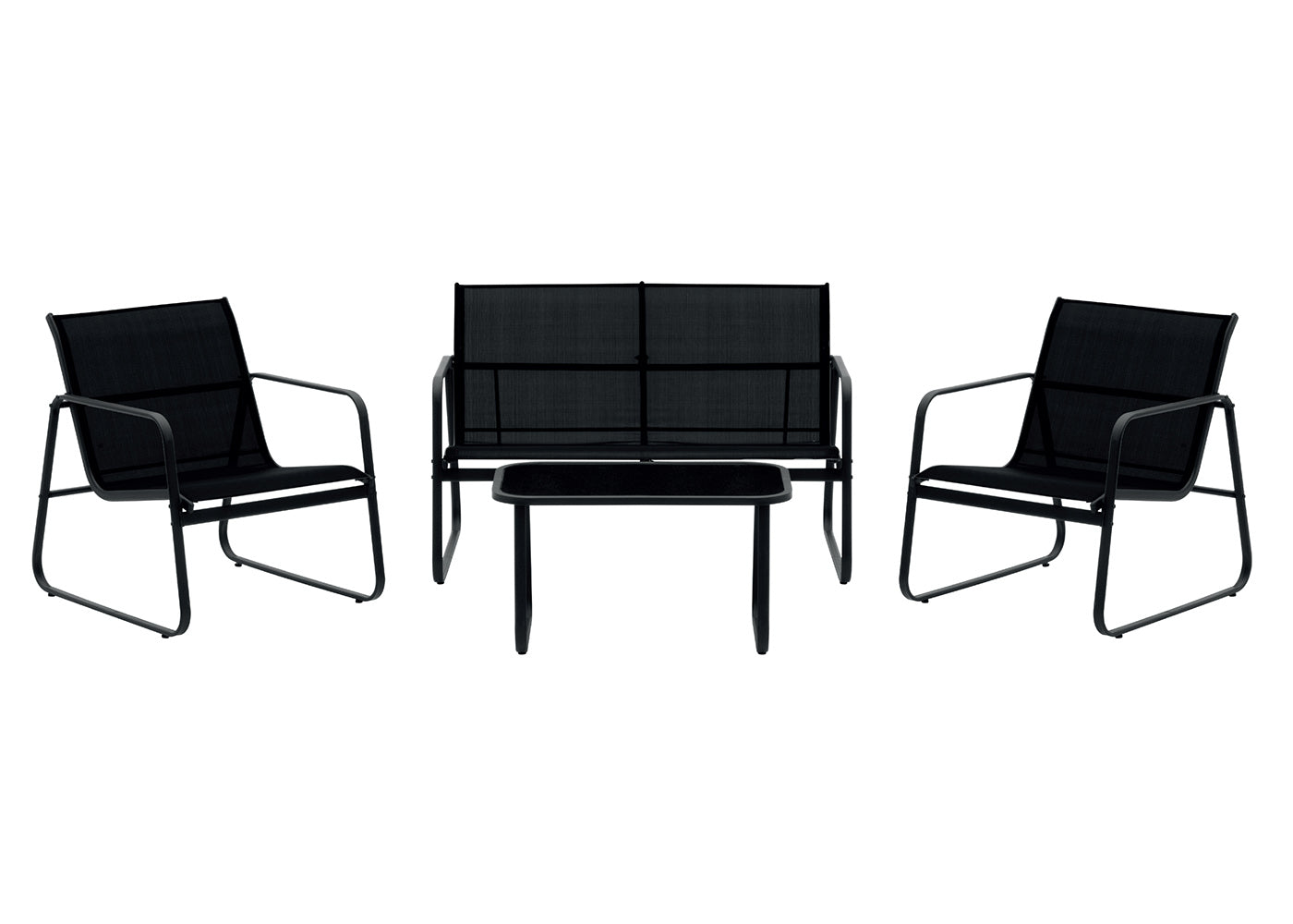 Sofa + 2 Sillas + Mesa de Cristal Templado CDS. Muebles de Jardin y Terraza