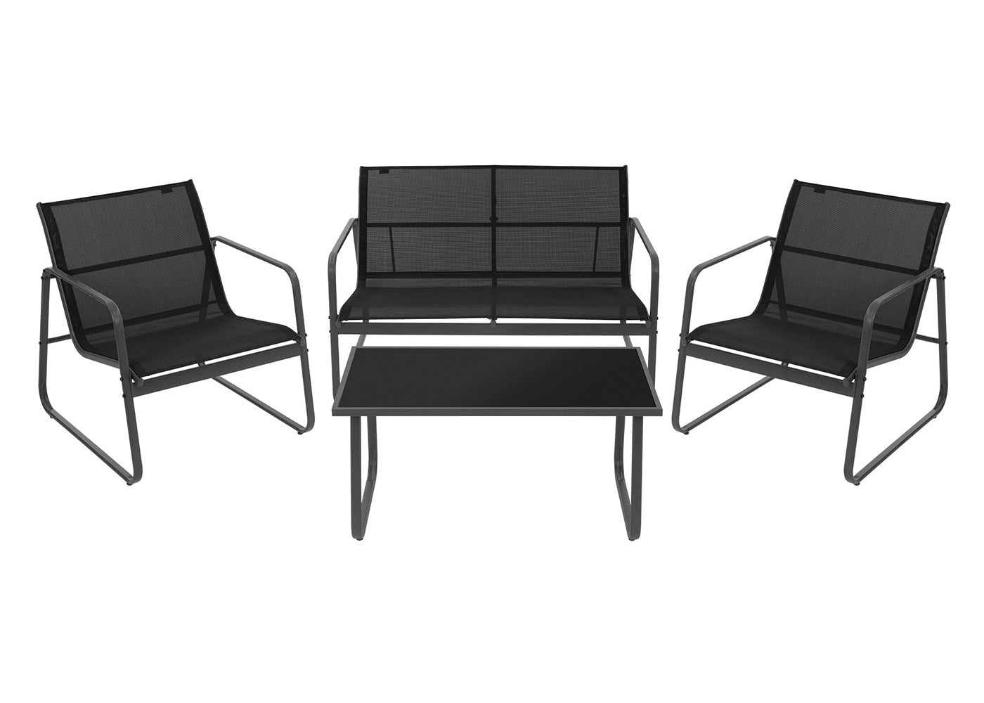 Sofa + 2 Sillas + Mesa de Cristal Templado CDS. Muebles de Jardin y Terraza