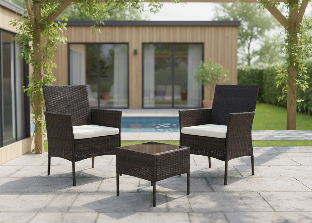 Conjunto Mesa + 2 Sillones de Ratan PE. Muebles de Jardin y Terraza