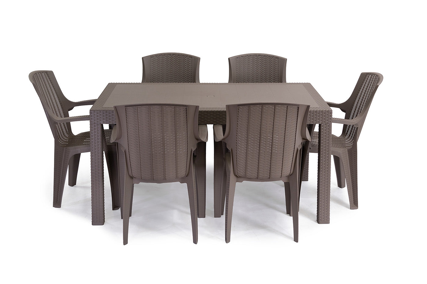 Mesa + 6 Sillas en Ratan Sintetico. Muebles de Jardin y Terraza