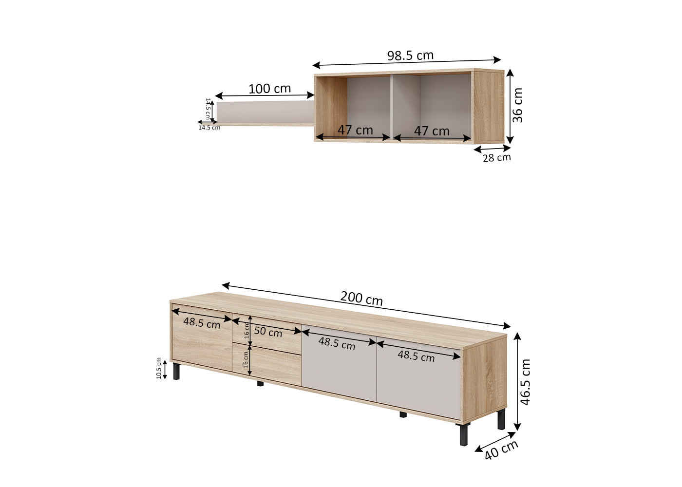 Conjunto de Móvel de Sala Nilo 200cm