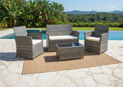 Conjunto Sofa + 2 Sillones + Mesa de Ratan PE. Muebles de Jardin y Terraza