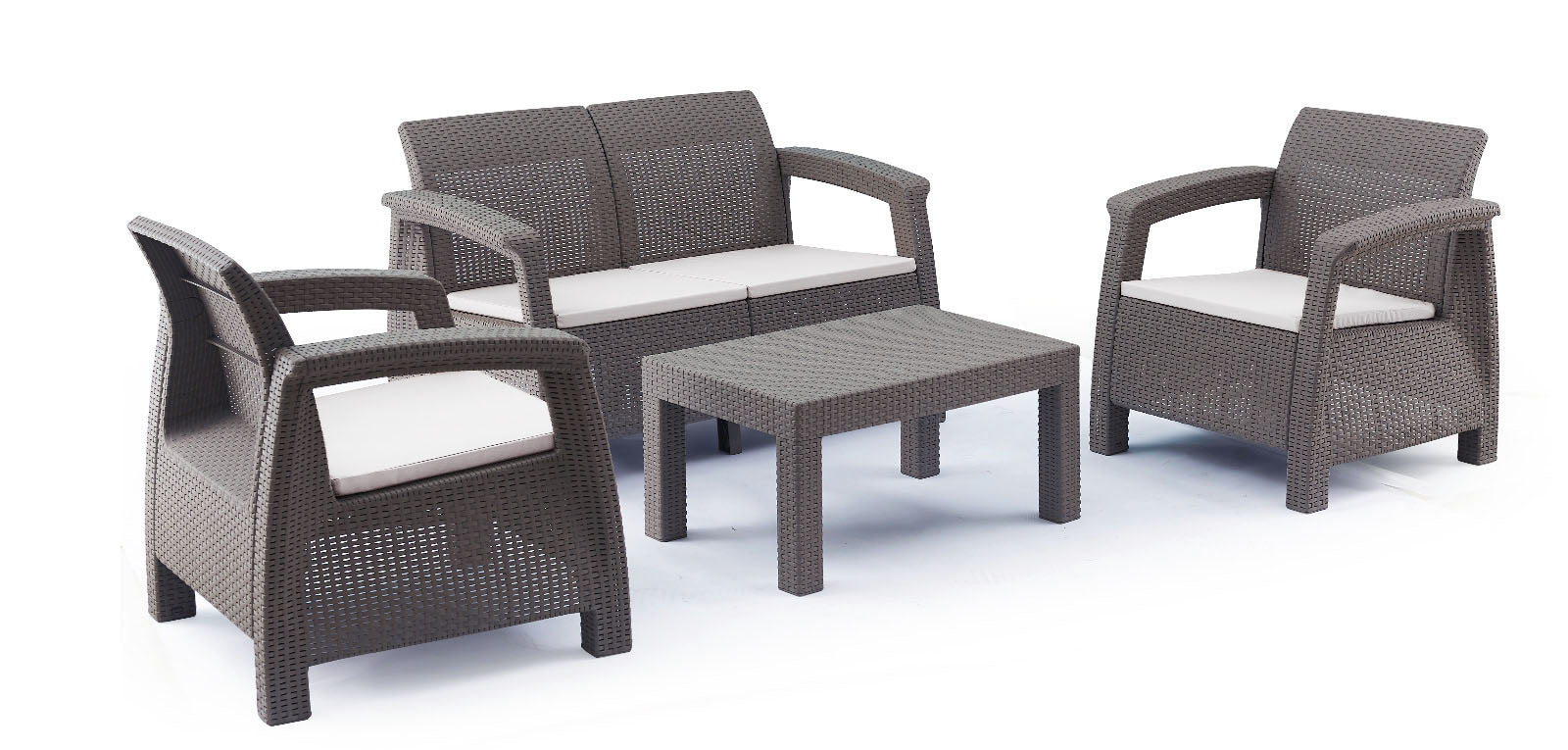 Sofá + 2 Sillones + Mesa de Centro CF. Muebles de Jardin y Terraza Ratan PE