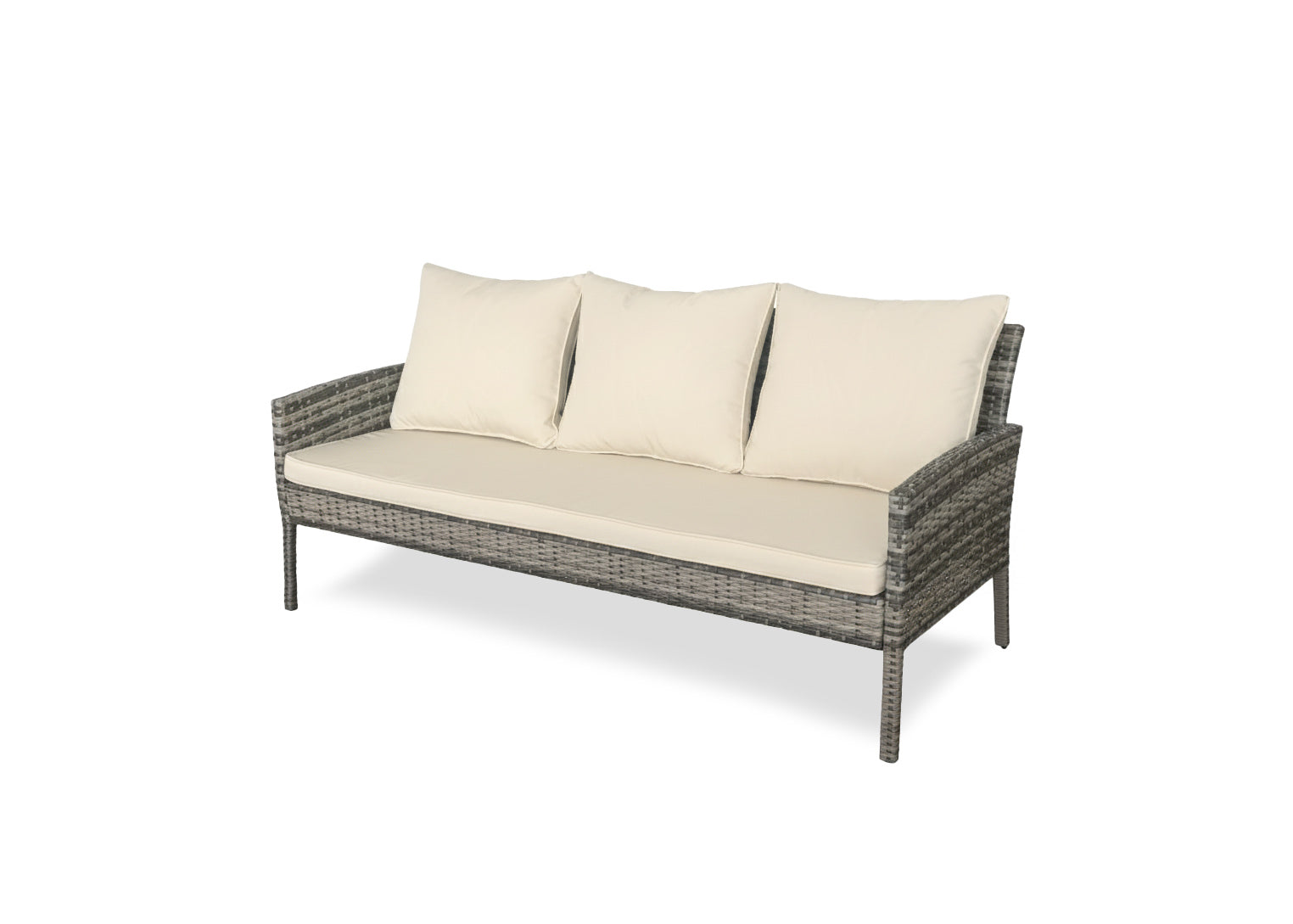 Sofá + 2 Cadeiras + Mesa + 2 Pufes em Rattan PE. Mobiliário de Jardim e Terraço