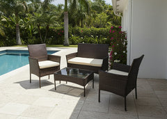 Conjunto Sofa + 2 Sillas + Mesa en Ratan PE. Muebles de Jardin y Terraza