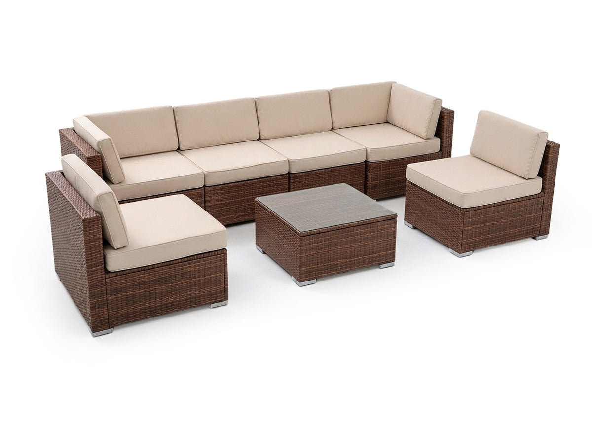 Conjunto de Sofas de Exterior Tendy en Ratan PE, 7 piezas. Muebles de Jardin y Terraza