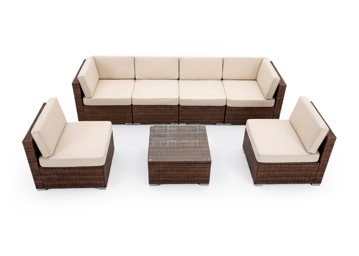 Conjunto de Sofas de Exterior Tendy en Ratan PE, 7 piezas. Muebles de Jardin y Terraza