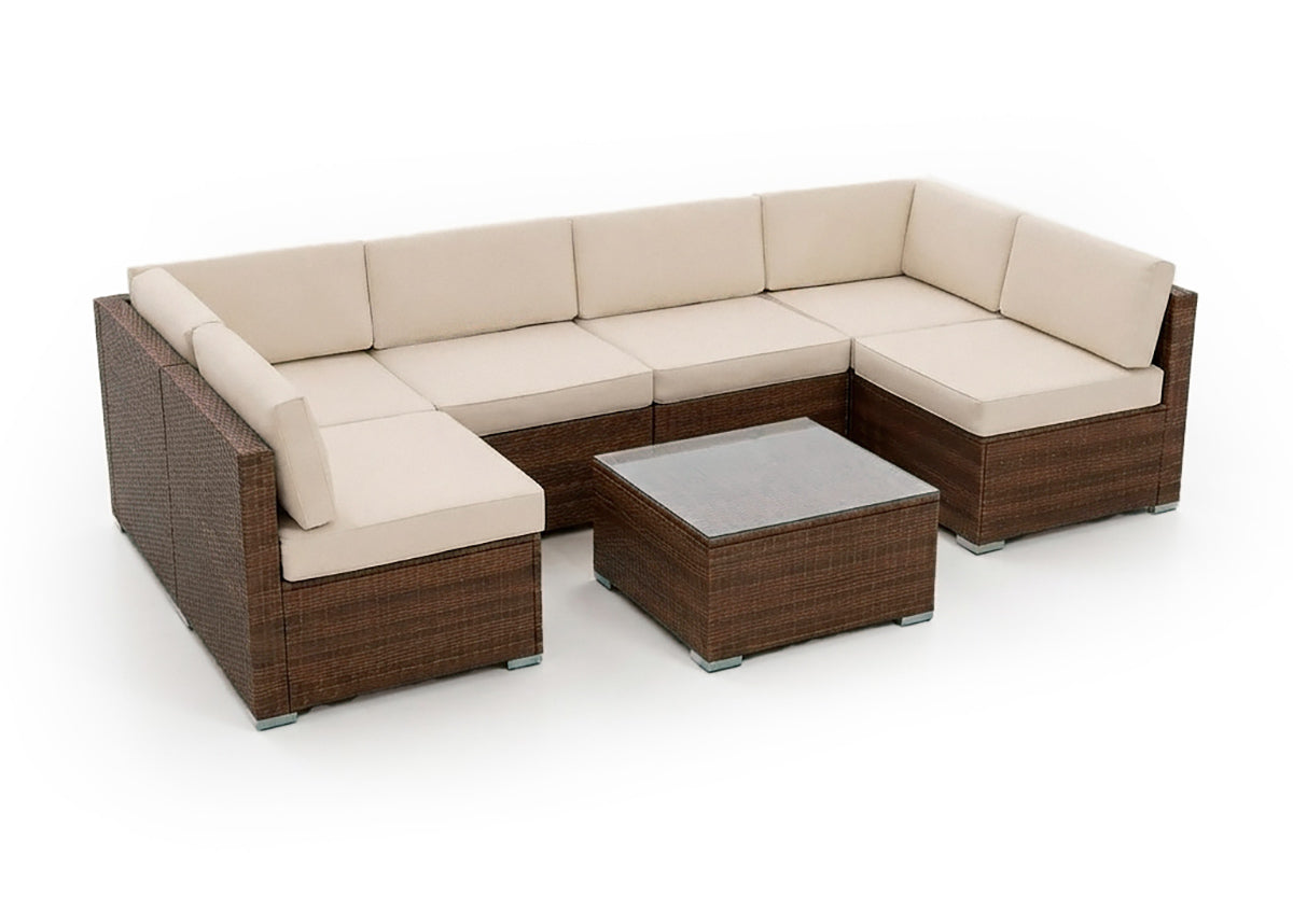 Conjunto de Sofas de Exterior Tendy en Ratan PE, 7 piezas. Muebles de Jardin y Terraza