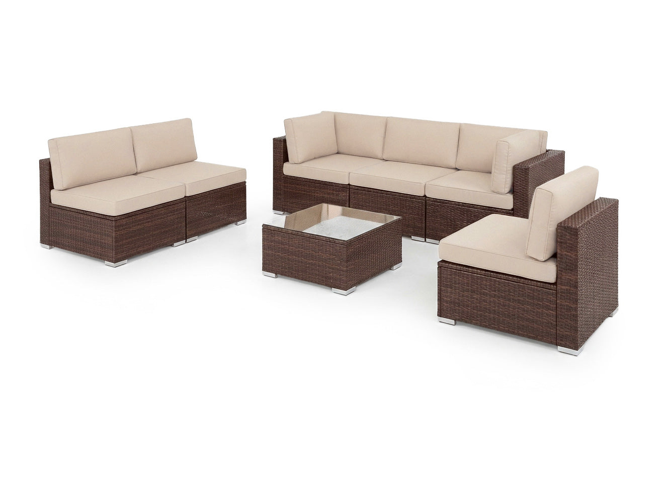 Conjunto de Sofas de Exterior Tendy en Ratan PE, 7 piezas. Muebles de Jardin y Terraza