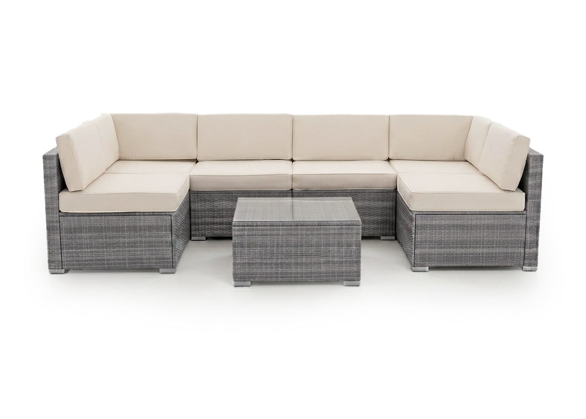 Conjunto de Sofas de Exterior en Ratan PE, 7 piezas Tendy. Muebles de Jardin y Terraza
