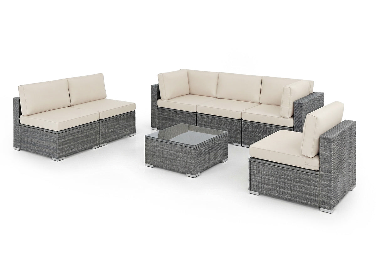 Conjunto de Sofas de Exterior en Ratan PE, 7 piezas Tendy. Muebles de Jardin y Terraza