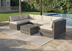 Conjunto de Sofas de Exterior en Ratan PE, 7 piezas Tendy. Muebles de Jardin y Terraza