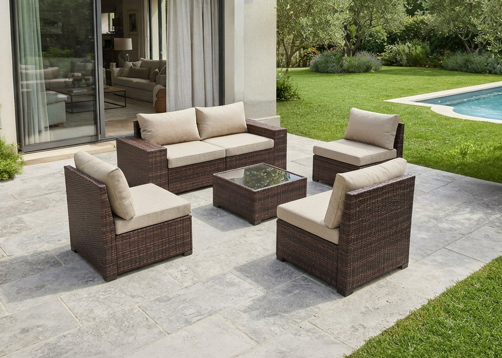 Conjunto de Exterior Modular Javis en Ratan PE. Muebles de Jardin y Terraza