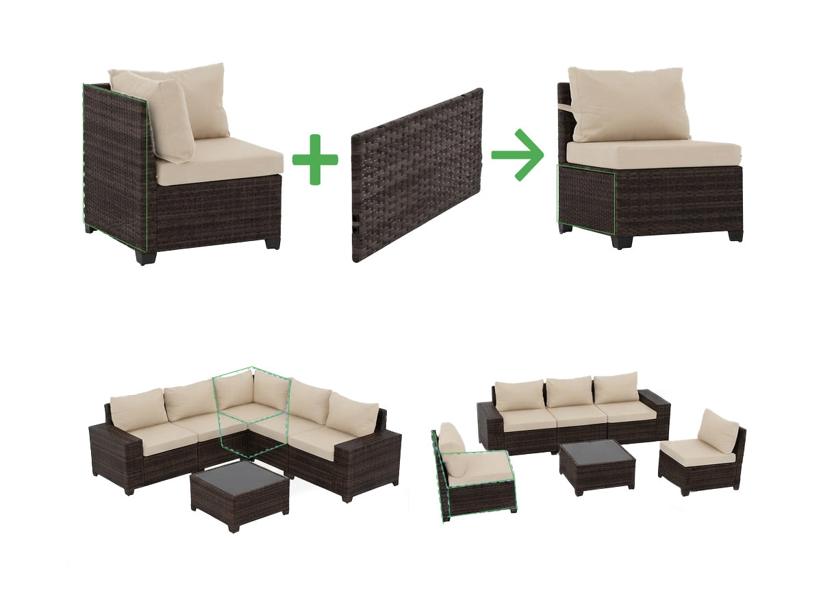 Sofa de Exterior Modular Javis en Ratan PE. Muebles de Jardin y Terraza