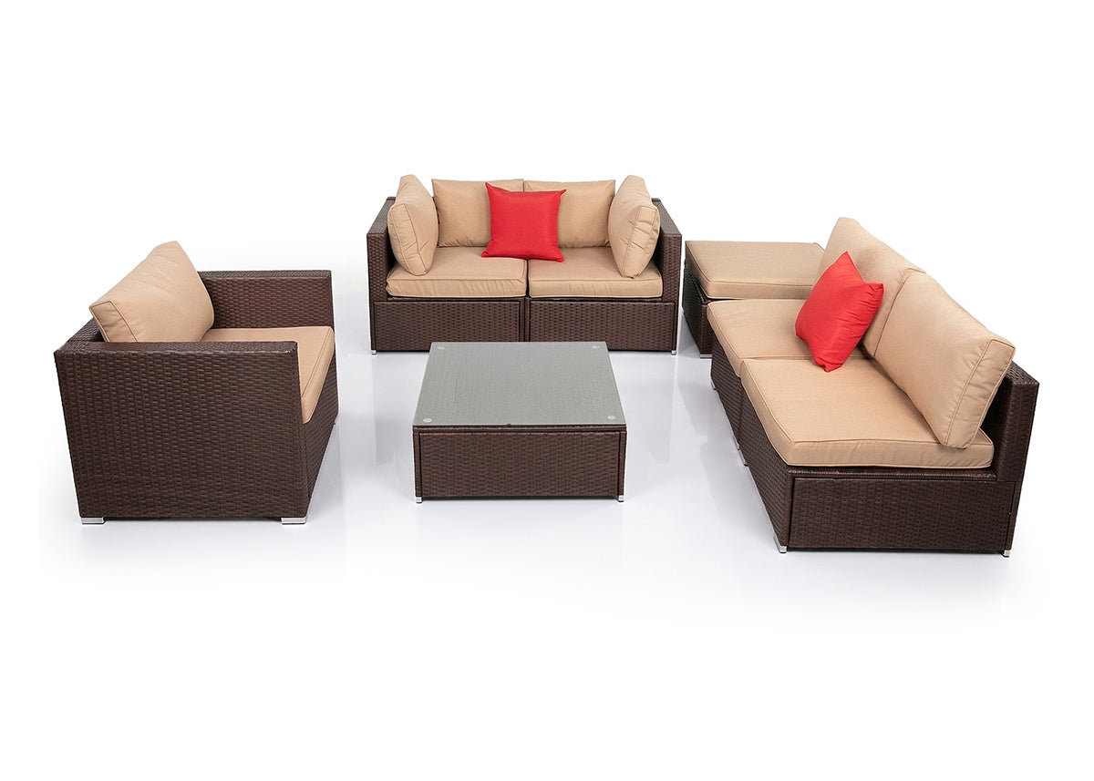 Conjunto de Exterior en Ratan PE Karl, 7 piezas. Muebles de Jardin y Terraza