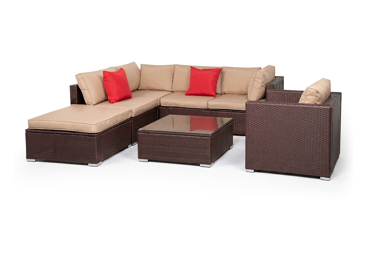 Conjunto de Exterior en Ratan PE Karl, 7 piezas. Muebles de Jardin y Terraza