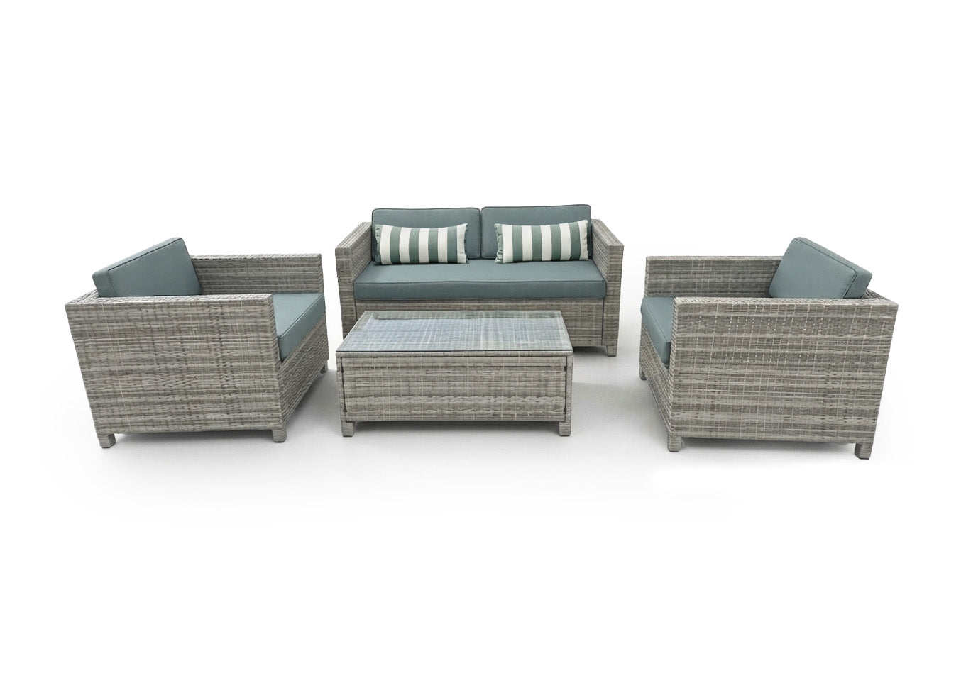 Conjunto de Sofas de Exterior + Mesa en Ratan PE Meridian. Muebles de Jardin y Terraza