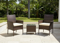 Conjunto Mesa + 2 Sillas en Ratan PE. Muebles de Jardin y Terraza