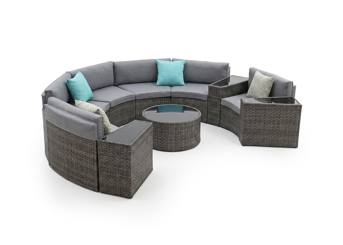 Conjunto de Terraza Modular Curvo Wicker. Muebles de Jardin y Terraza