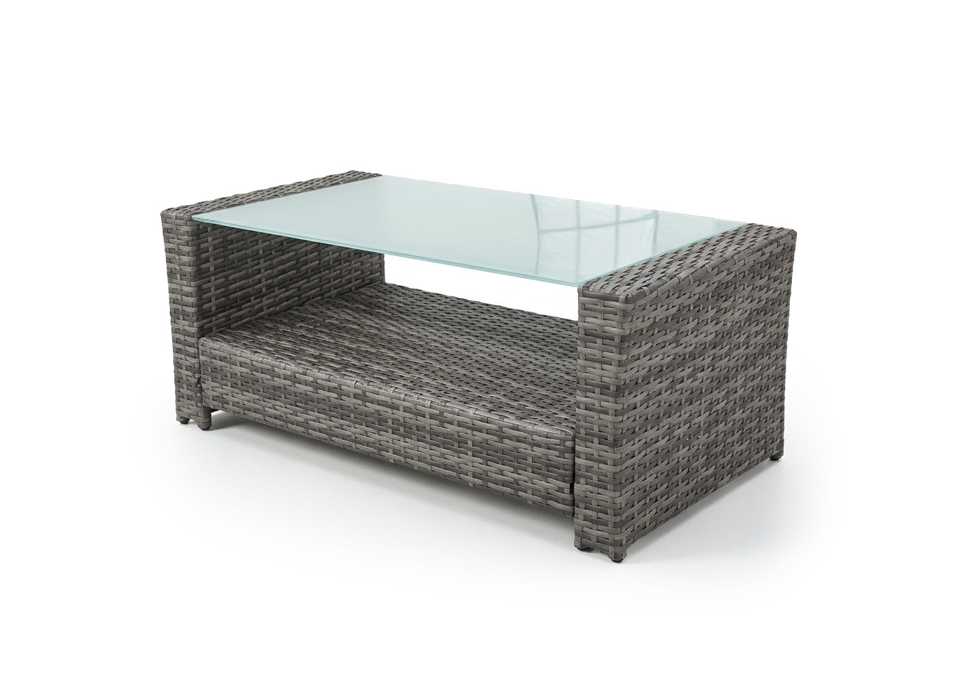 Sofa + 2 Sillones + 2 pufs + Mesa de Centro en Ratan PE. Muebles de Jardin y Terraza