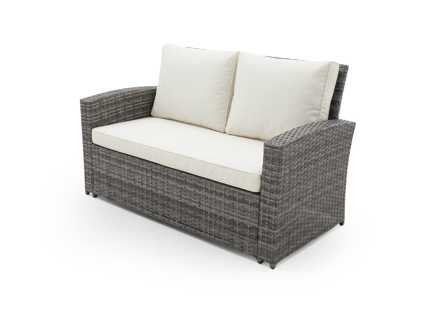 Sofa + 2 Sillones + 2 pufs + Mesa de Centro en Ratan PE. Muebles de Jardin y Terraza