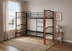 Lit superposé double 90 cm bois et métal