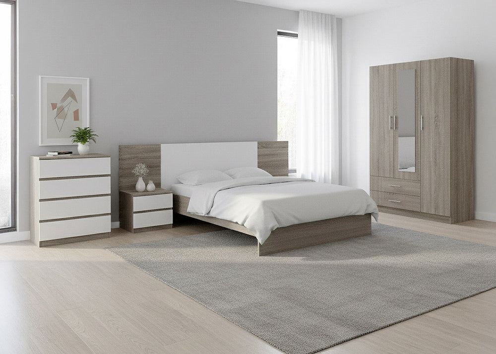 Quarto Completo: Roupeiro 3 Portas + Cómoda + Mesinhas de Cabeceira + Cabeceira