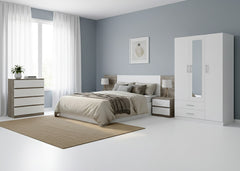Dormitorio Completo: Armario 3 Puertas + Comoda + 2 Mesitas de Noche + Cabecero