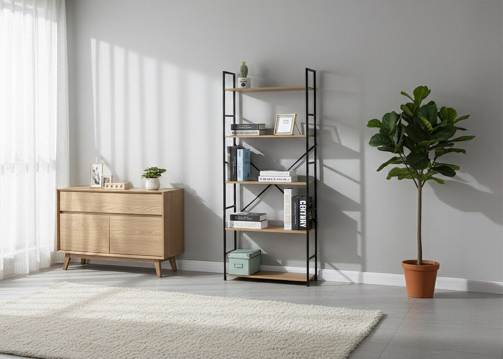 Estante em Madeira e Metal Nancy, Design Industrial