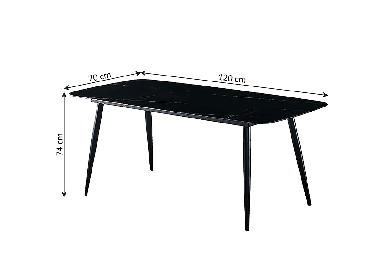 Mesa de Cristal Templado 120cm + 4 Sillas Polipiel. Comedor o Cocina