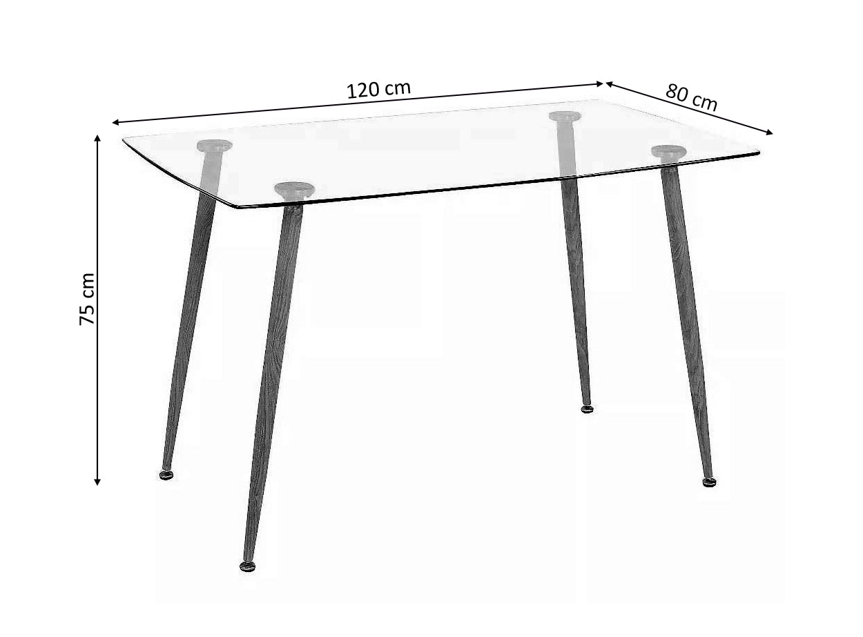 Mesa Cristal Templado Estilo Nordico 120cm. Comedor o Cocina