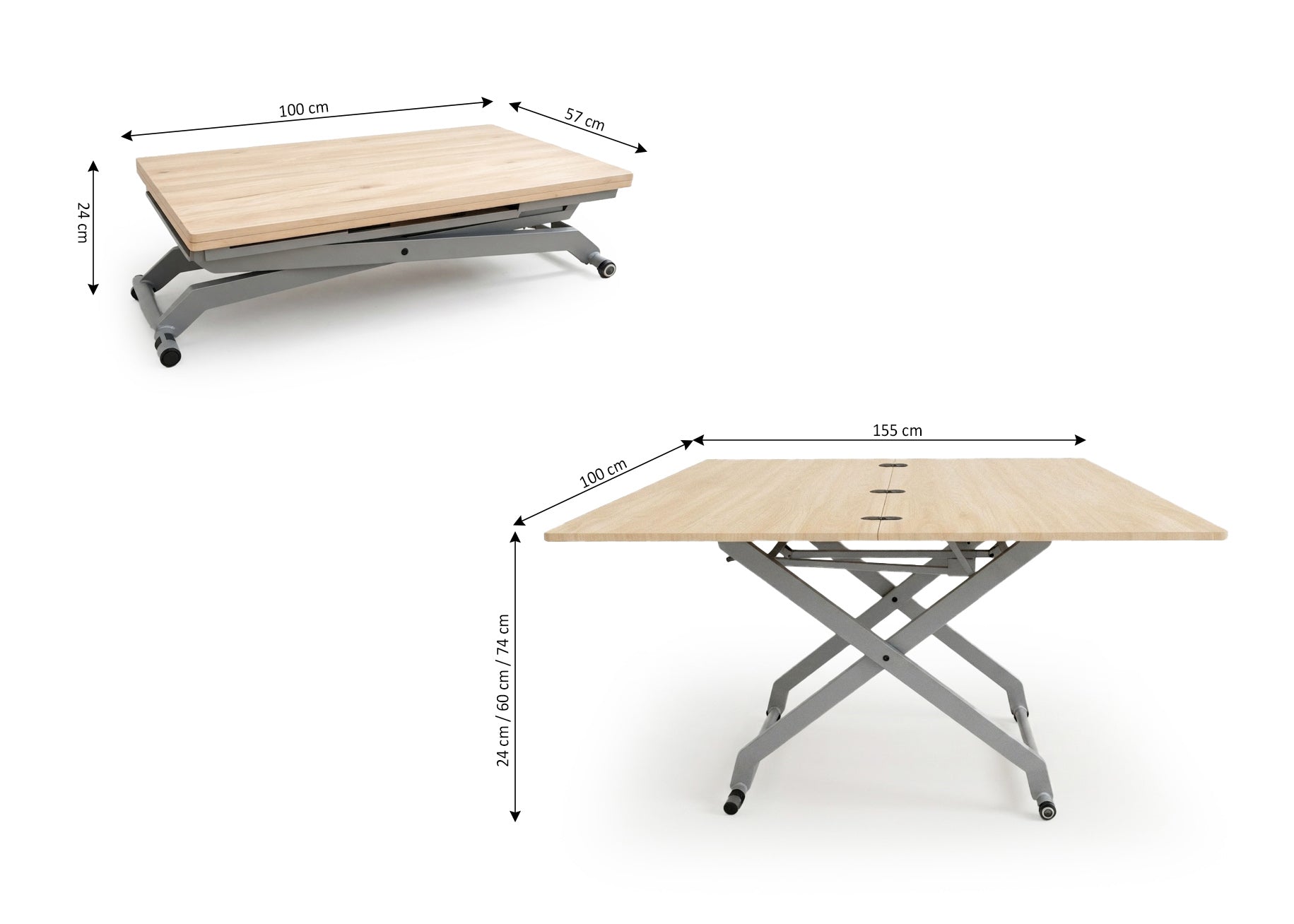 Mesa de Centro o Comedor Elevable y Extensible 155cm