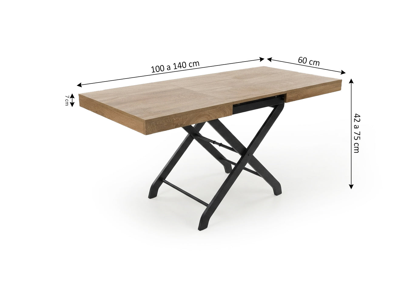 Mesa Auxiliar Elevable y Extensible Kora 140cm