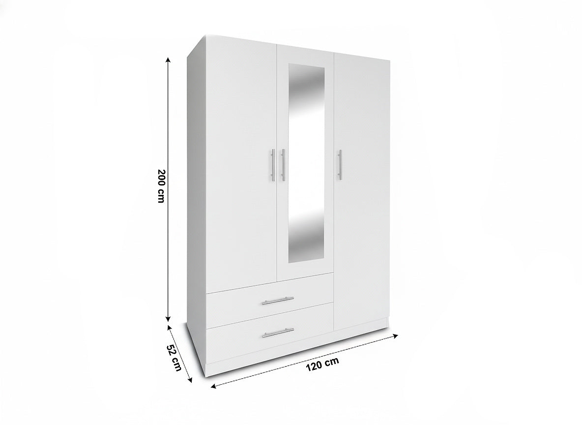 Armario de Dormitorio 3 Puertas W, con Espejo