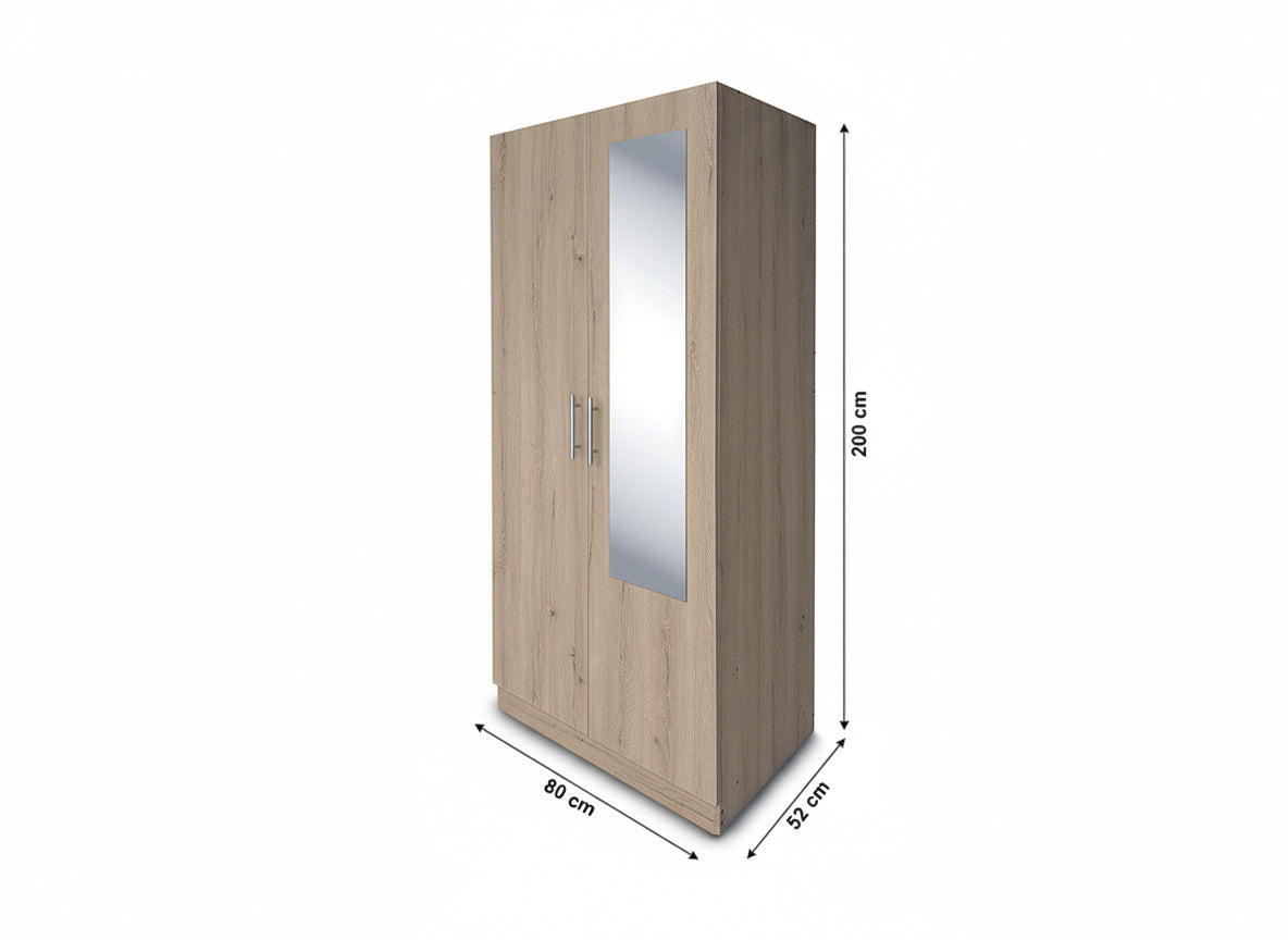 Armario de Dormitorio W 2 Puertas, con Espejo