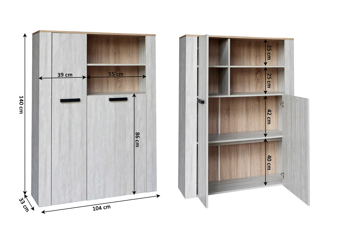 Bodeguero Aparador Sena 140cm. Mueble Auxiliar 2 Puertas