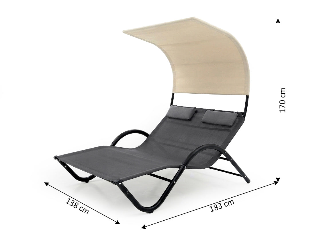 Tumbona Doble con Toldo Bellini. Muebles de Jardin o Terraza