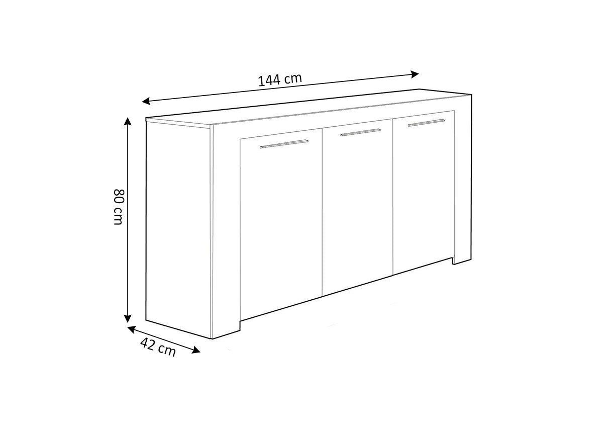 Comoda Aparador Amber 3 Puertas