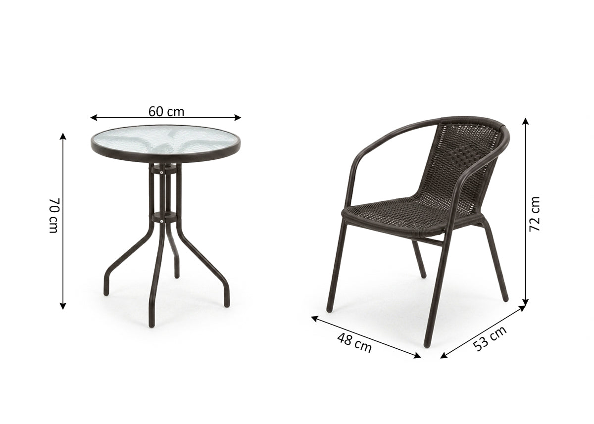 Conjunto Mesa + 2 Sillas Jagger. Muebles de Jardin y Terraza