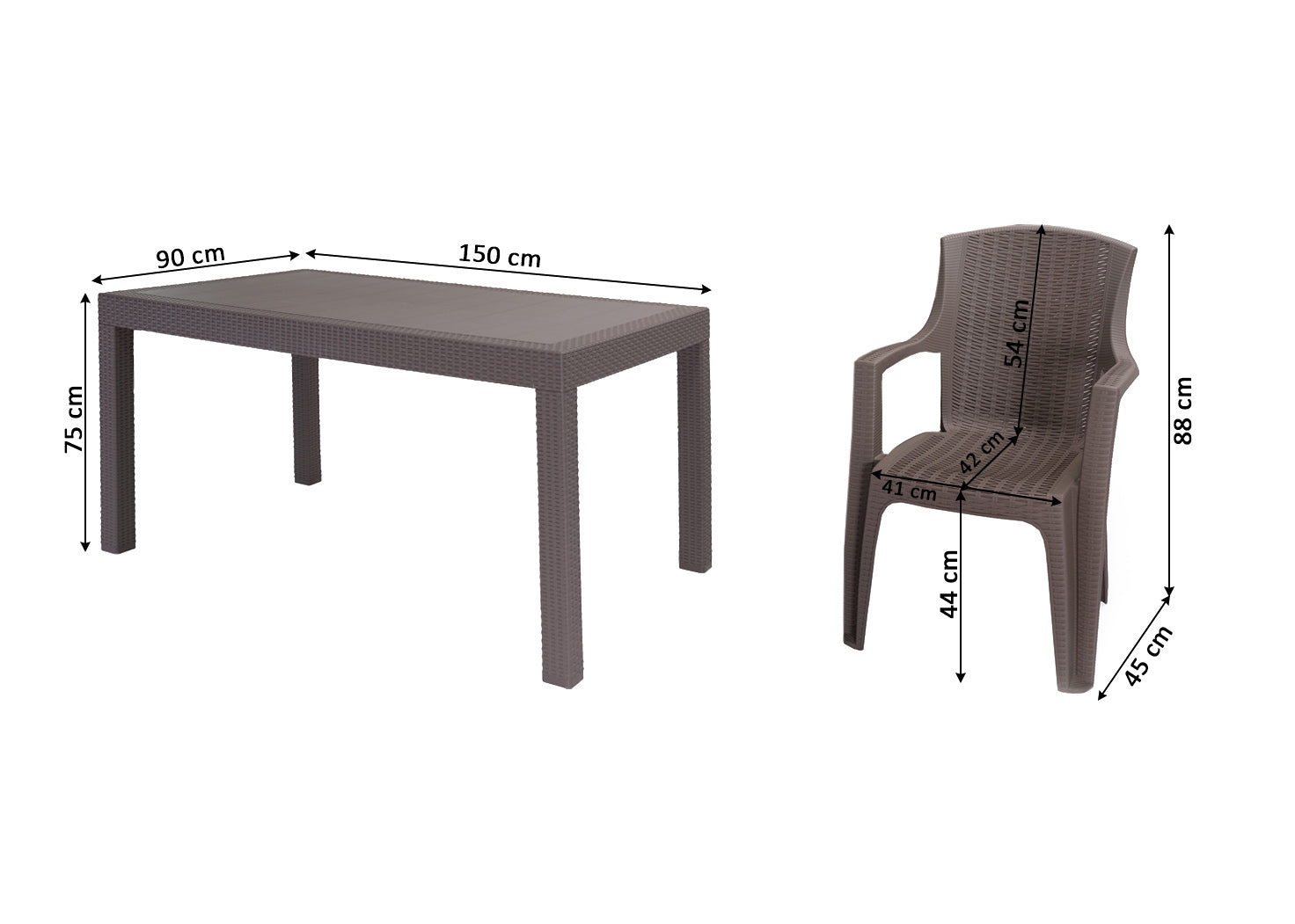 Mesa + 6 Sillas en Ratan Sintetico. Muebles de Jardin y Terraza