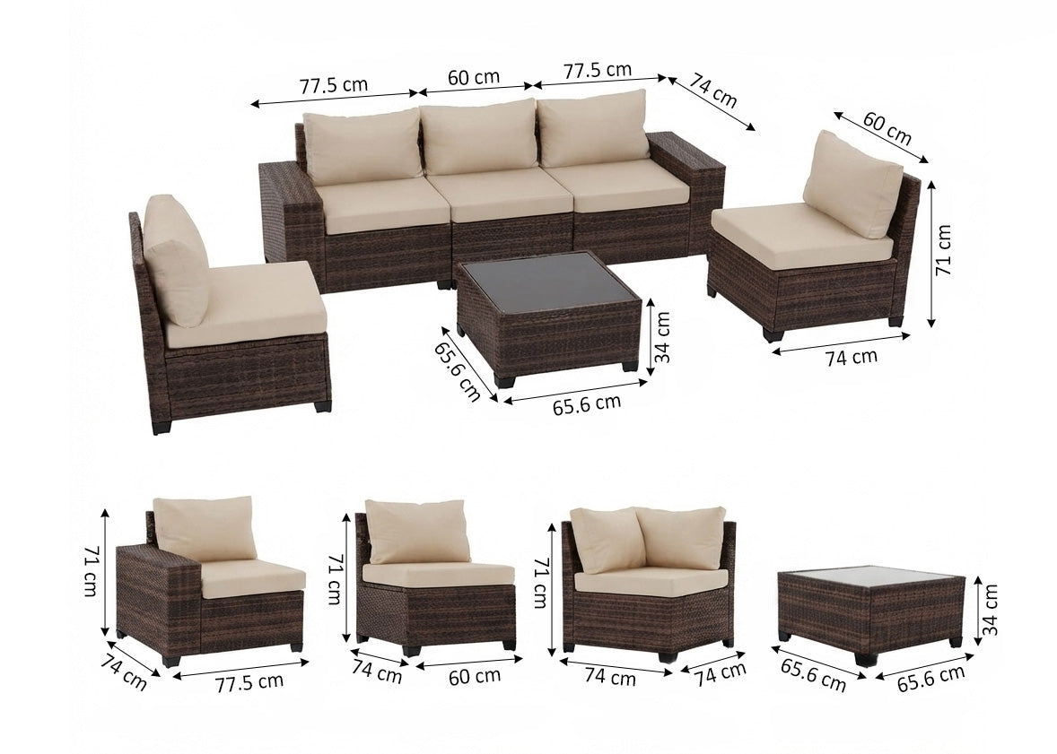 Sofa Rinconera Modular Javis en Ratan PE. Muebles de Jardin y Terraza