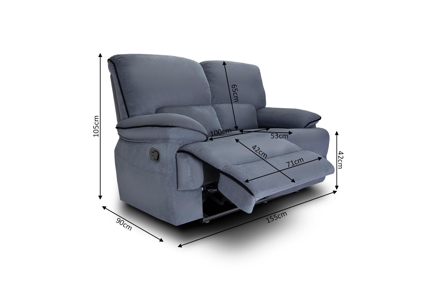 Sofa Reclinable Manual Elijah 2 Plazas Gris