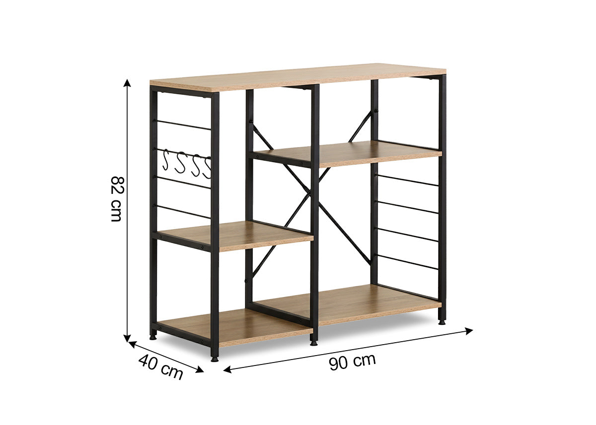 Estanteria de Cocina en Madera y Metal Nancy, Estilo Industrial