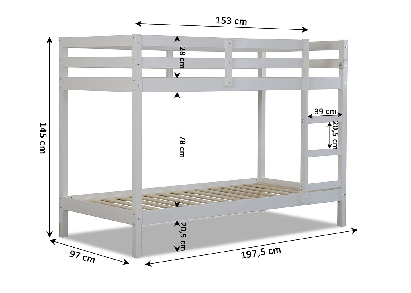 Litera de Madera Doble Cama 90cm Atlas